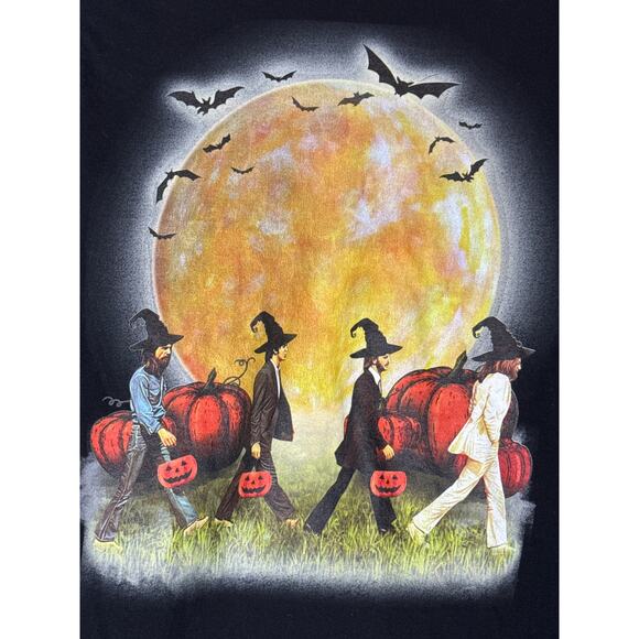 Beatles Abbey Road Halloween Graphic Tee Womens Small Black T-Shirt Long Sleeve - Picture 2 of 5